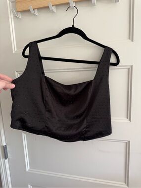 wild fable Black Satin Studded Cropped Tank